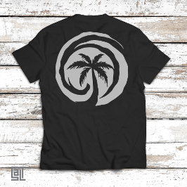Tropische palmboom golfcirkel strand kust t-shirt