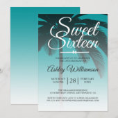 Tropische palmboom Green Sweet 16 16th Birthday Kaart (Voorkant / Achterkant)