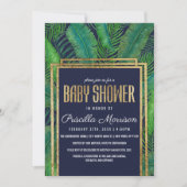Tropische palmboom Greenery Gold Blue Baby shower Kaart (Voorkant)