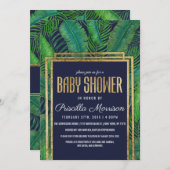 Tropische palmboom Greenery Gold Blue Baby shower Kaart (Voorkant / Achterkant)