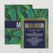 Tropische palmboom Greenery Gold Navy Blue - Gegev Informatiekaartje (Voorkant / Achterkant)