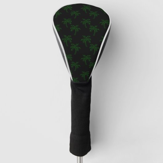 Tropische palmboom Groene Contour Summer Vibes Art Golfheadcover (Voorkant)