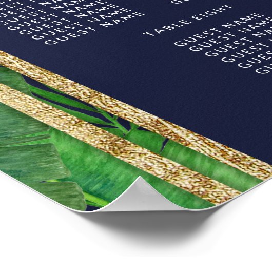 Tropische palmboom Groene gouden blauwe stoelenkaa Poster (Hoek)