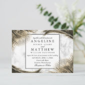 Tropische palmboom Groene marmer-bruiloft Kaart (Staand voorkant)