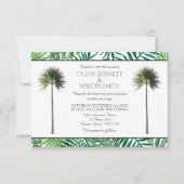 Tropische palmboom Groene trouwkaart Kaart (Voorkant)
