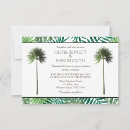 Tropische palmboom Groene trouwkaart Kaart