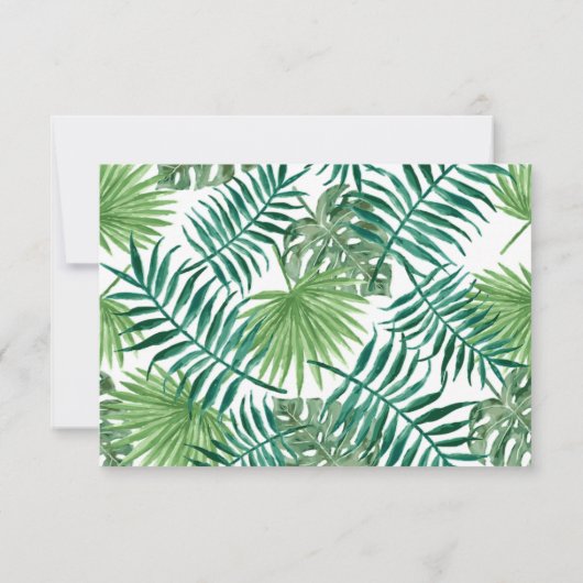 Tropische palmboom Groene trouwkaart Kaart (Achterkant)