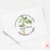 Tropische palmboom handgeschreven retouradres C Ronde Sticker (Envelop)