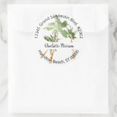 Tropische palmboom handgeschreven retouradres C Ronde Sticker (Tas)