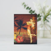 tropische palmboom hawaïaans meisje aloha briefkaart (Staand voorkant)