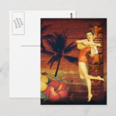 tropische palmboom hawaïaans meisje aloha briefkaart (Voorkant / Achterkant)