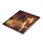 tropische palmboom hawaïaans meisje aloha tegeltje (Zijkant)