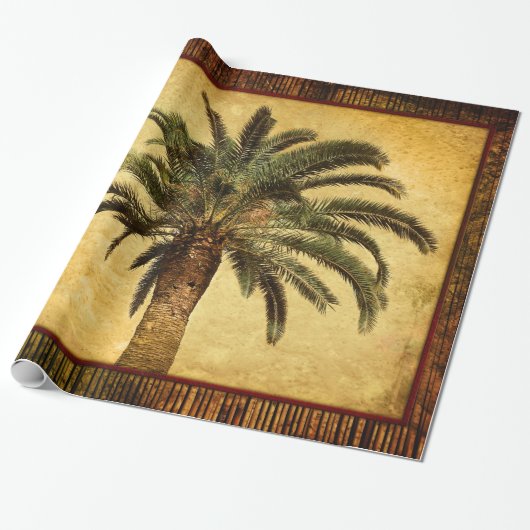  tropische palmboom in de Retro - Sjabloon van de  Cadeaupapier (Uitgerold)