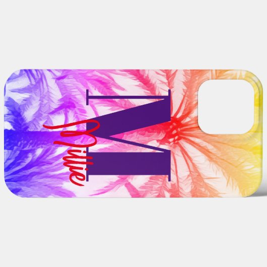 Tropische palmboom in retro 80's aangepaste naam Case-Mate iPhone case (Achterkant (horizontaal))