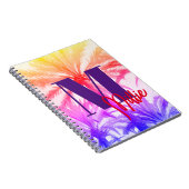 Tropische palmboom in retro neon 80's aangepaste n notitieboek (Rechterzijde)