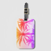 tropische palmboom in retro neon 80's zomerkwab bagagelabel (Voorkant (verticaal))