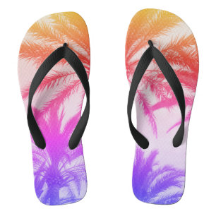 tropische palmboom in retro neon 80's zomerkwab teenslippers