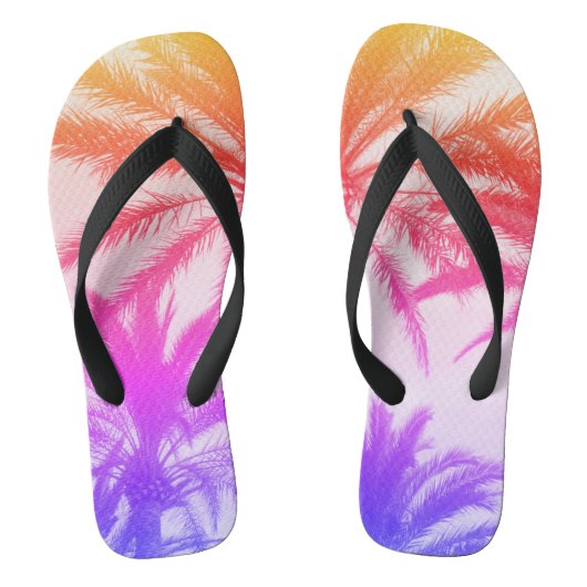 tropische palmboom in retro neon 80's zomerkwab teenslippers (Voetbed)