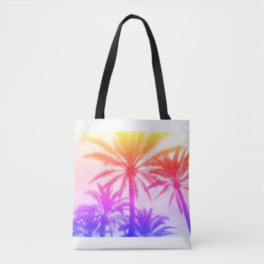 tropische palmboom in retro neon 80's zomerkwab tote bag (Voorkant)