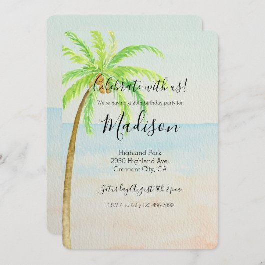 Tropische palmboom kaart (Voorkant / Achterkant)