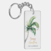 Tropische Palmboom Kerst Geschenk Sleutelhanger (Voorkant Links)