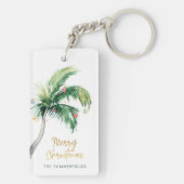 Tropische Palmboom Kerst Geschenk Sleutelhanger (achterkant)