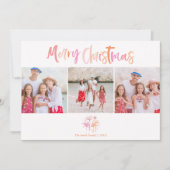 Tropische Palmboom Kerstmis Drie Foto Feestdagenkaart (Voorkant)