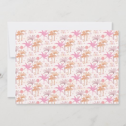 Tropische Palmboom Kerstmis Drie Foto Feestdagenkaart (Achterkant)