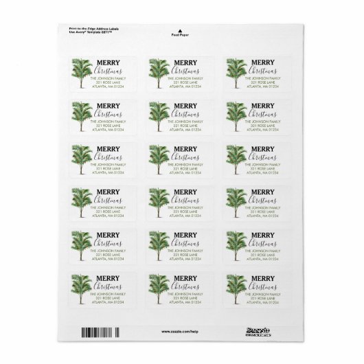 Tropische palmboom Kerstvakantie Etiket (Full Sheet)