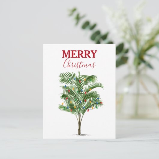 Tropische palmboom Kerstvakantie Feestdagenkaart (Staand voorkant)
