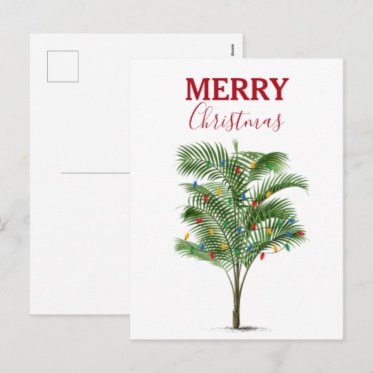 Tropische palmboom Kerstvakantie Feestdagenkaart (Voorkant / Achterkant)