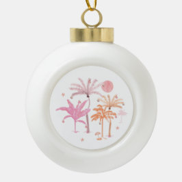 Tropische palmboom kerstvakantie keramische bal ornament