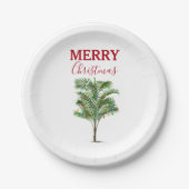 Tropische palmboom Kerstvakantie Papieren Bordje (Voorkant)