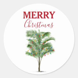 Tropische palmboom Kerstvakantie Ronde Sticker