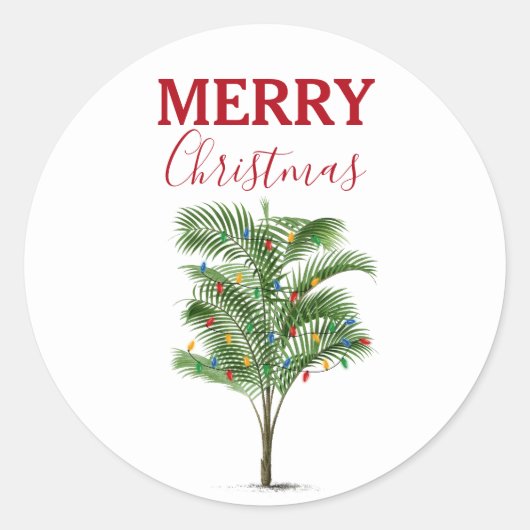 Tropische palmboom Kerstvakantie Ronde Sticker (Voorkant)