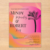 Tropische palmboom Kleurrijke bruiloft uitnodiging (Voorkant)