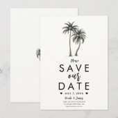 Tropische Palmboom Kust Bruiloft Save the Date Kaart (Voorkant / Achterkant)