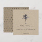 Tropische palmboom marine kraft trouwkaart bedankkaart (Voorkant / Achterkant)