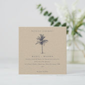 Tropische palmboom marine kraft trouwkaart bedankkaart (Staand voorkant)