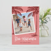 Tropische palmboom Mele Kalikimaka foto Feestdagenkaart (Staand voorkant)