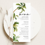 Tropische Palmboom Menu<br><div class="desc">Trouwmenu kaarten met tropische palmbomen zijn een perfecte keuze voor koppels die van zon, zee en zand houden. Het tropische ontwerp bevat weelderig groen, exotische bloemen en een vleugje strand-elementen, zoals palmbomen en schelpen. Onze menu's zijn de perfecte manier om uw trouwdag aan te kondigen bij uw gasten. Gedrukt op...</div>
