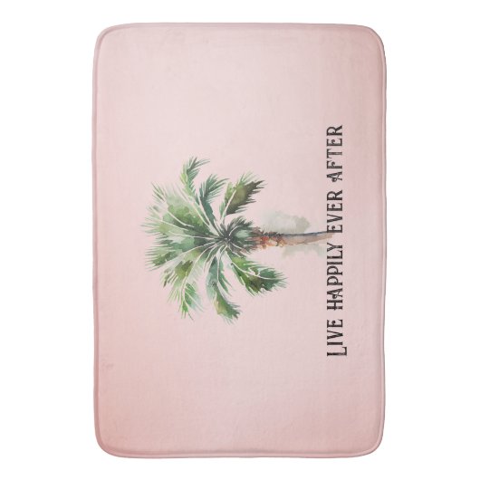 Tropische palmboom met blindroze badmat (Voorkant Verticaal)