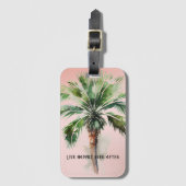 Tropische palmboom met blindroze bagagelabel (Voorkant (verticaal))