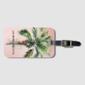Tropische palmboom met blindroze bagagelabel (Voorkant (horizontaal))
