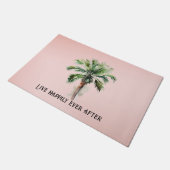 Tropische palmboom met blindroze deurmat (Schuin)