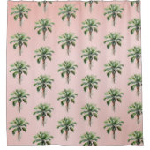 Tropische palmboom met blindroze douchegordijn (Voorkant)