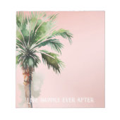 Tropische palmboom met blindroze notitieblok (Voorkant)