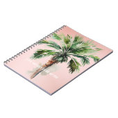 Tropische palmboom met blindroze notitieboek (Linkerzijde)