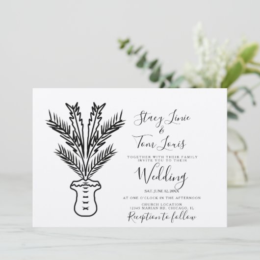 Tropische palmboom, met hand uitgezette aarde kaart (Staand voorkant)