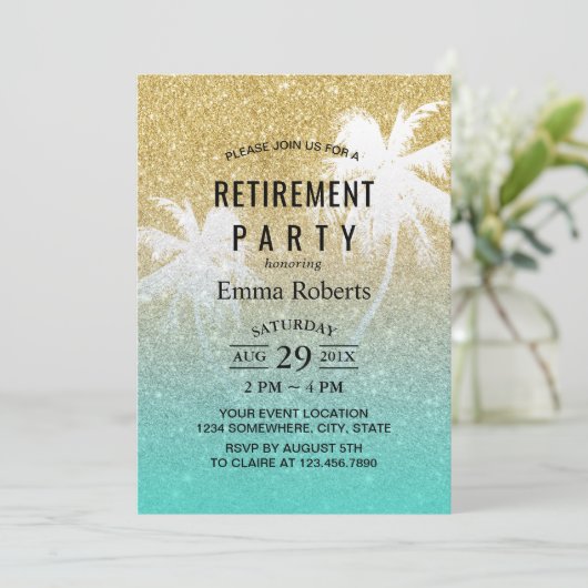 Tropische palmboom met hoge pensionering Modern Go Kaart (Staand voorkant)